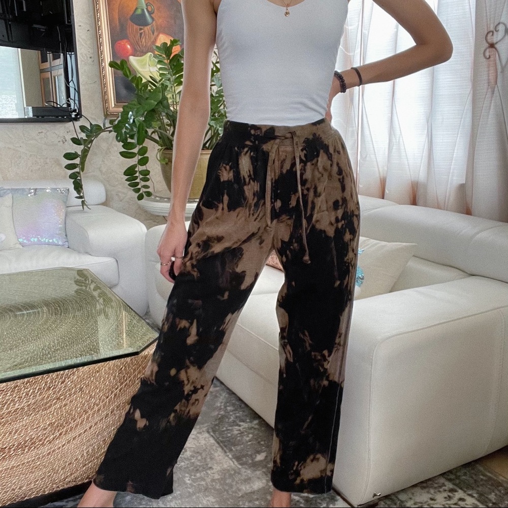 Reworked bleach tie-dye drawstring sweatpants